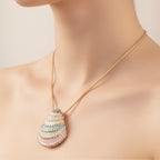 Colorful Beaded Shell Pendant Necklace Set