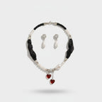 Pearl Heart Charm Necklace & Earring Set