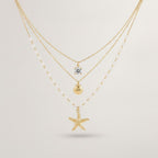 Triple Layered Pearl Beach Charm Necklace – jewelry (view 1)
