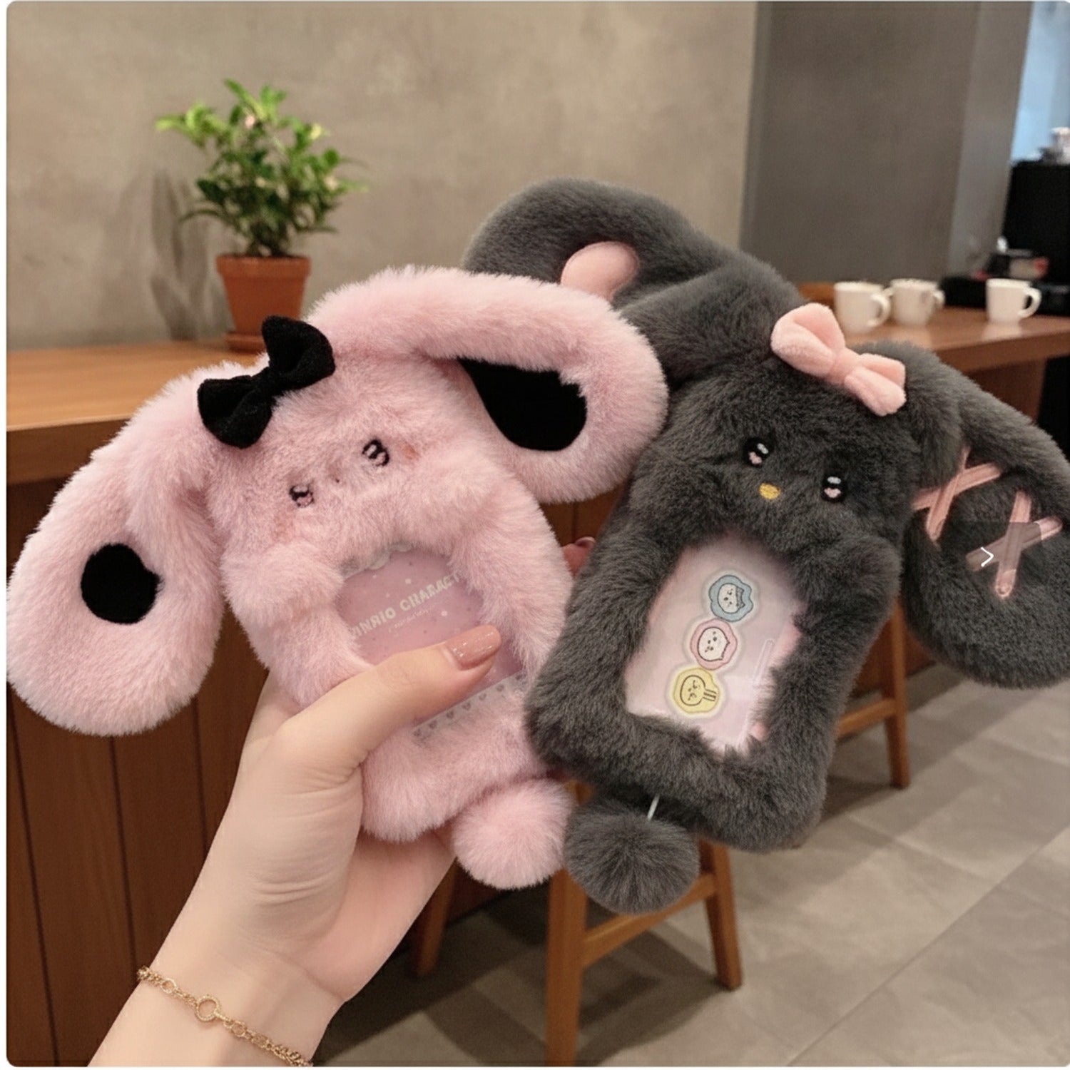 Fuzzy Bunny Ears Phone Cases with Bows