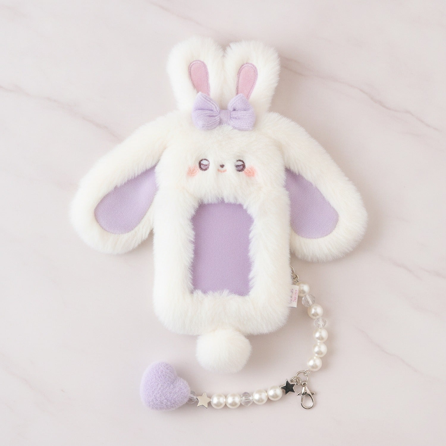 Fluffy Purple Bunny Ear Phone Charm