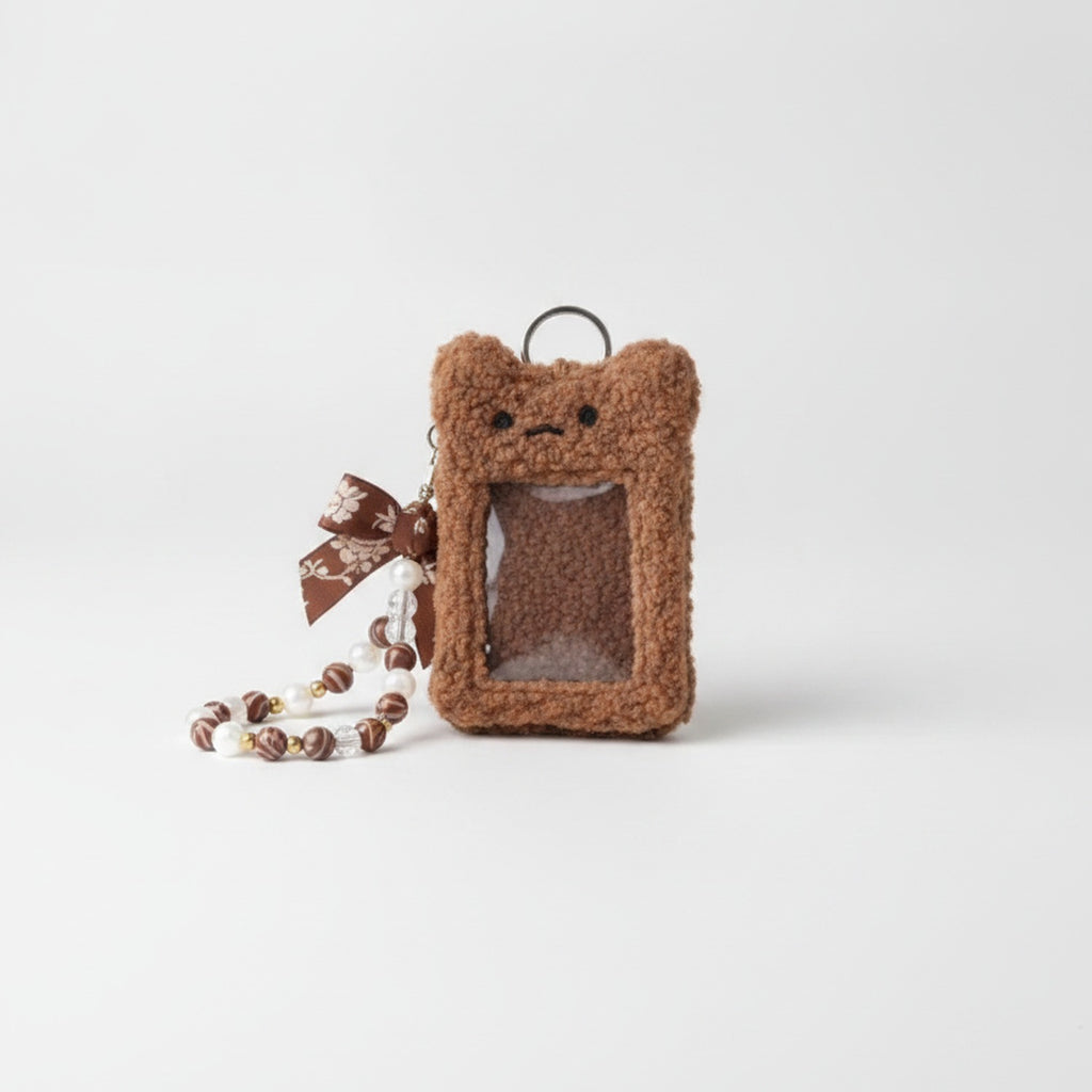 Fluffy Teddy Bear Photo Charm Keychain – tech (view 1)