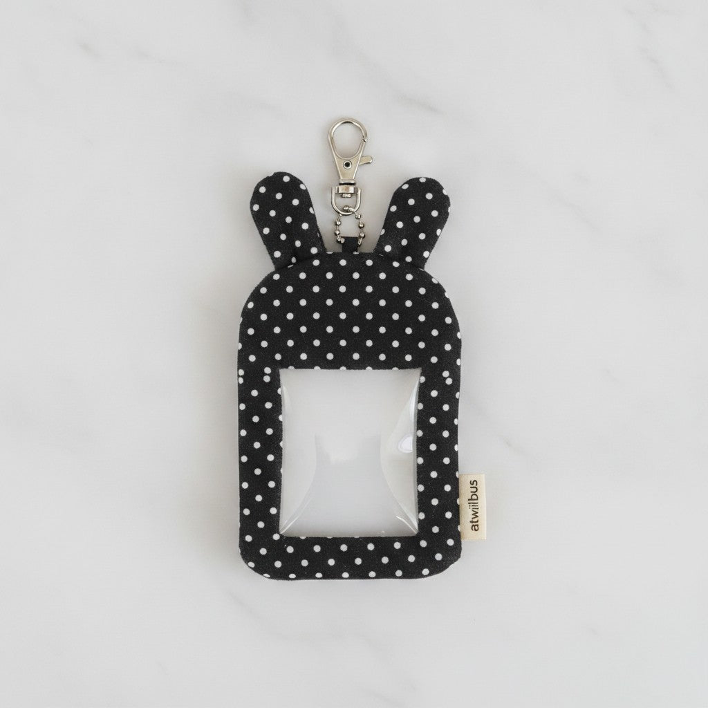 Black Polka Dot Bunny Ear Phone Charm With Star