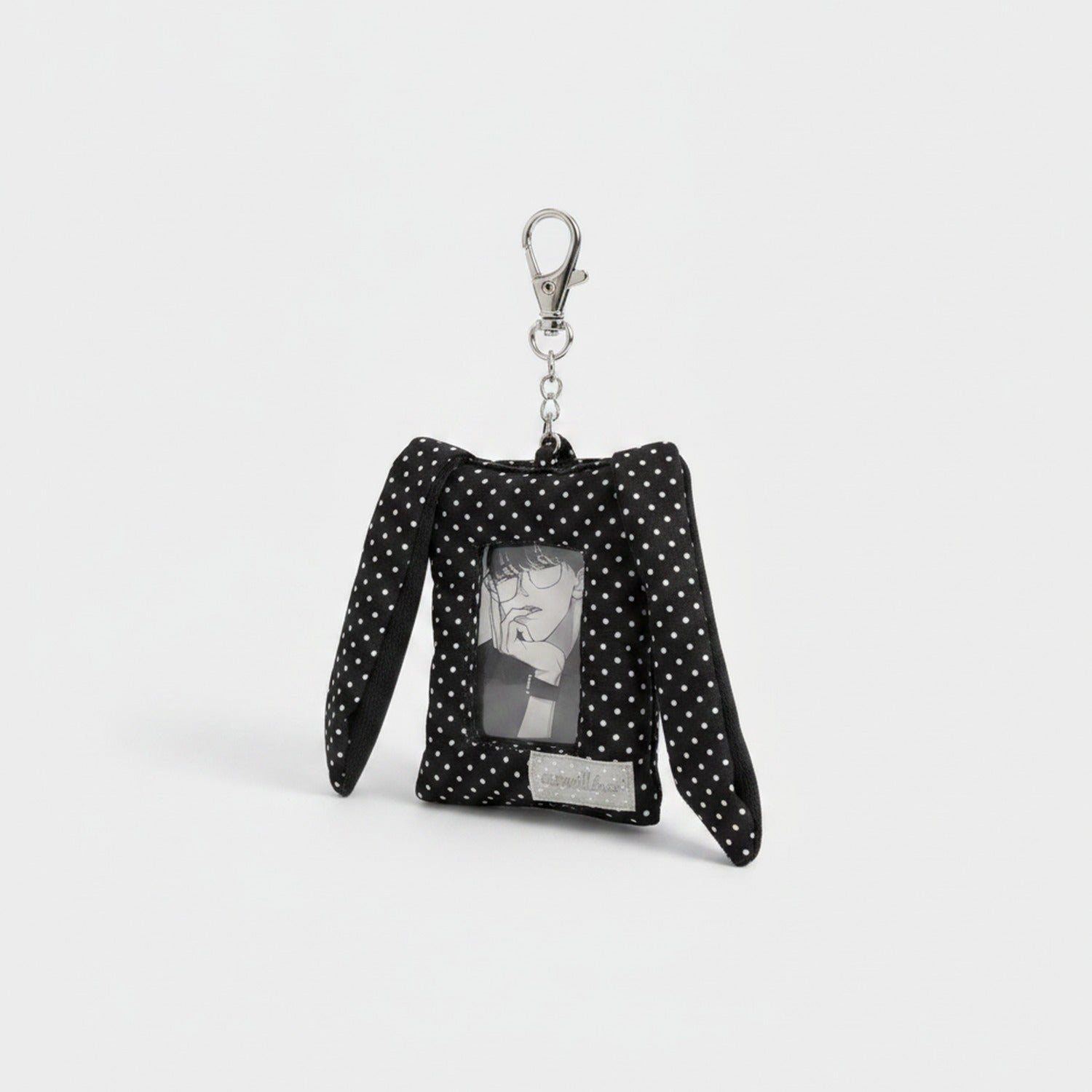 Black Polka Dot Bunny Ear Phone Charm With Star
