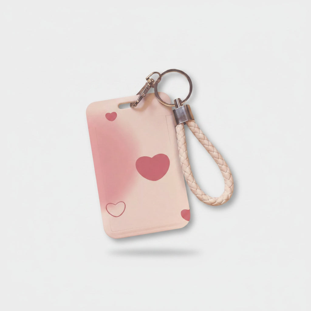 Heart Charm Card Holder With Braided Wrist Strap