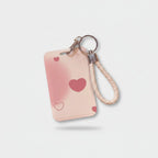 Heart Charm Card Holder With Braided Wrist Strap