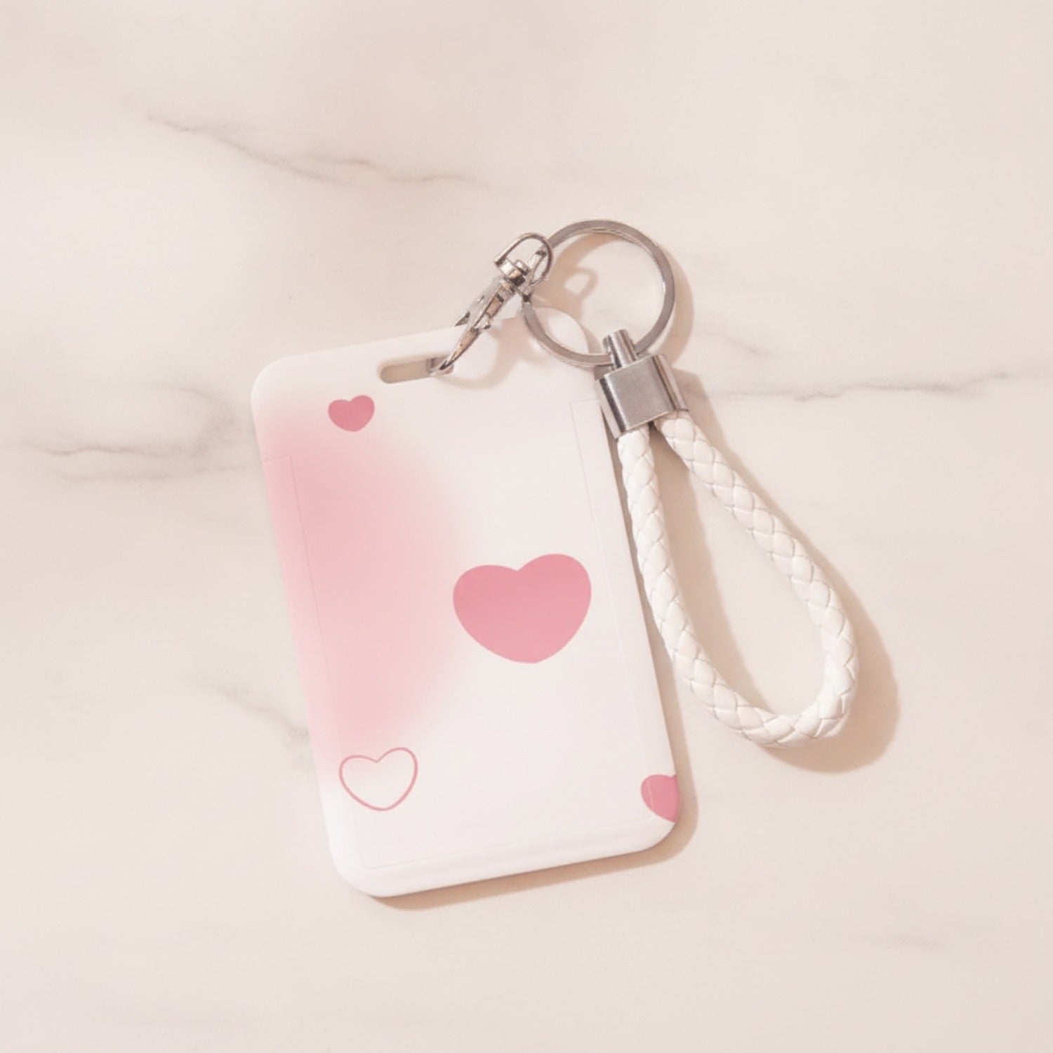 Heart Charm Card Holder With Braided Wrist Strap