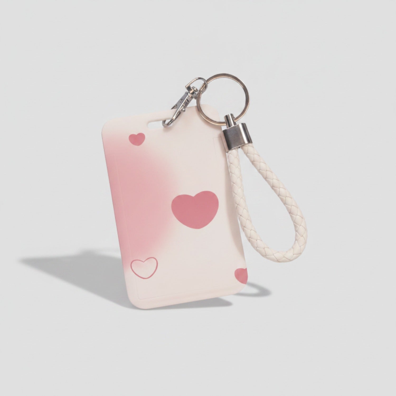 Heart Charm Card Holder With Braided Wrist Strap