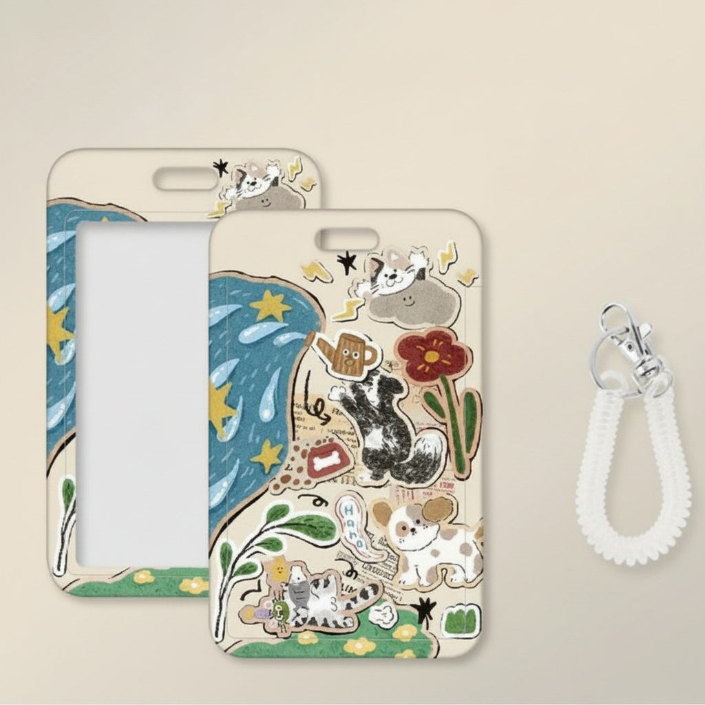 Cute Illustrated ID Card Holder Lanyard Set – stationery (view 1)