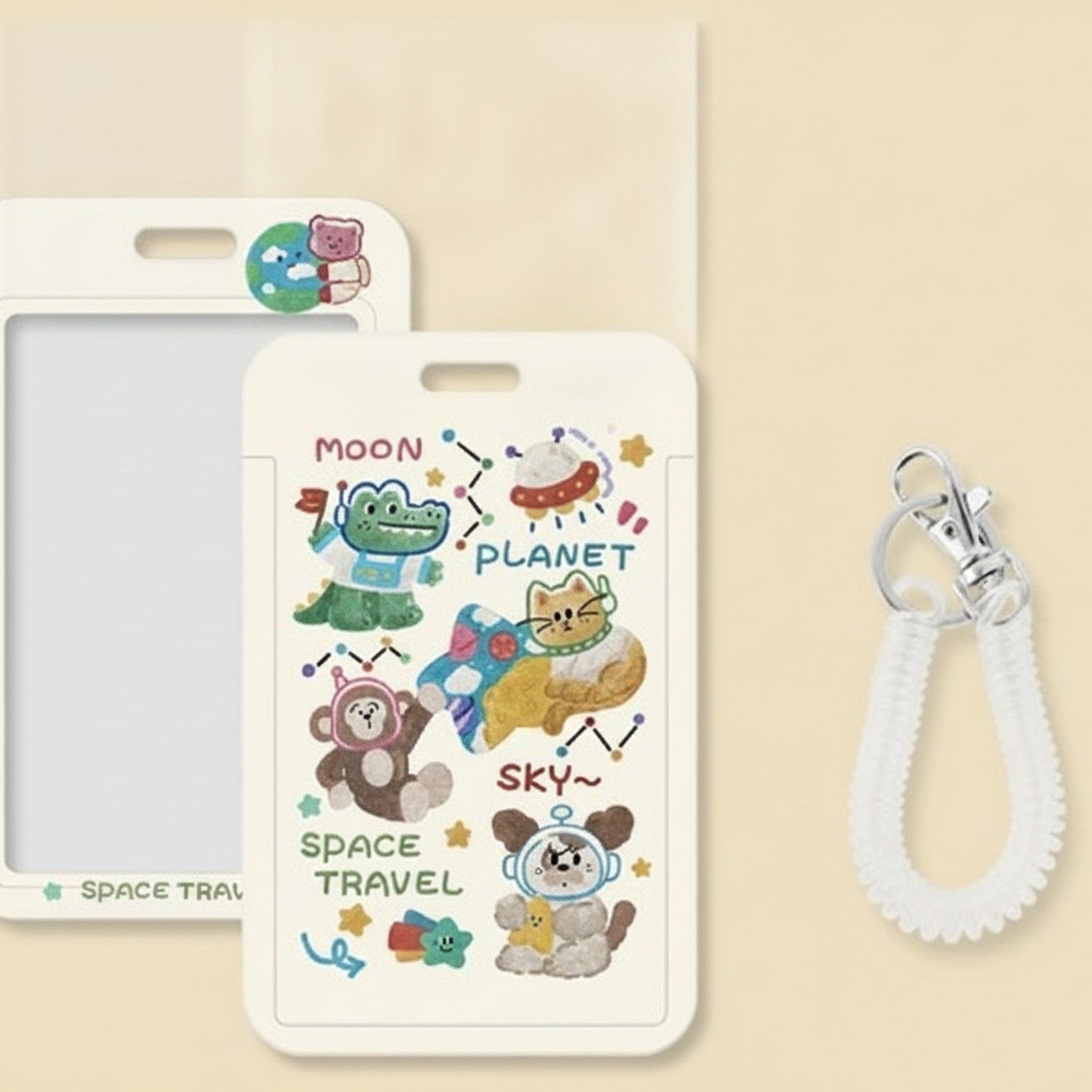 Cute Illustrated ID Card Holder Lanyard Set – stationery (view 7)