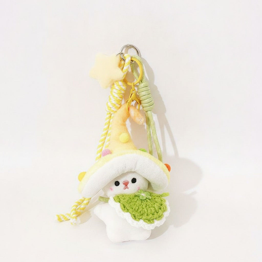 Mushroom Bunny Plush Keychain Charm - Blue – tech (view 1)