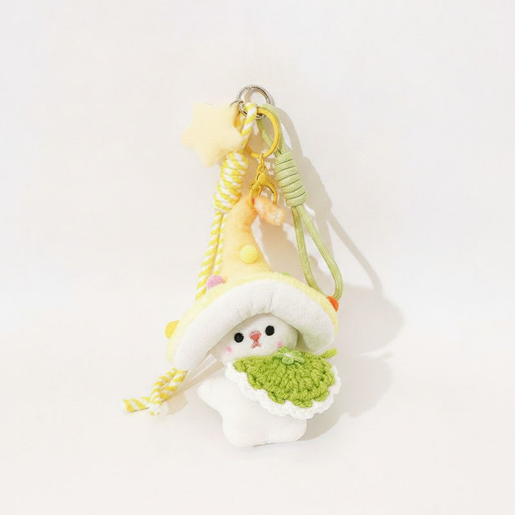 Mushroom Bunny Plush Keychain Charm - Green – tech (view 1)