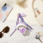 Mushroom Bunny Plush Keychain Charm - Purple – tech (view 2)