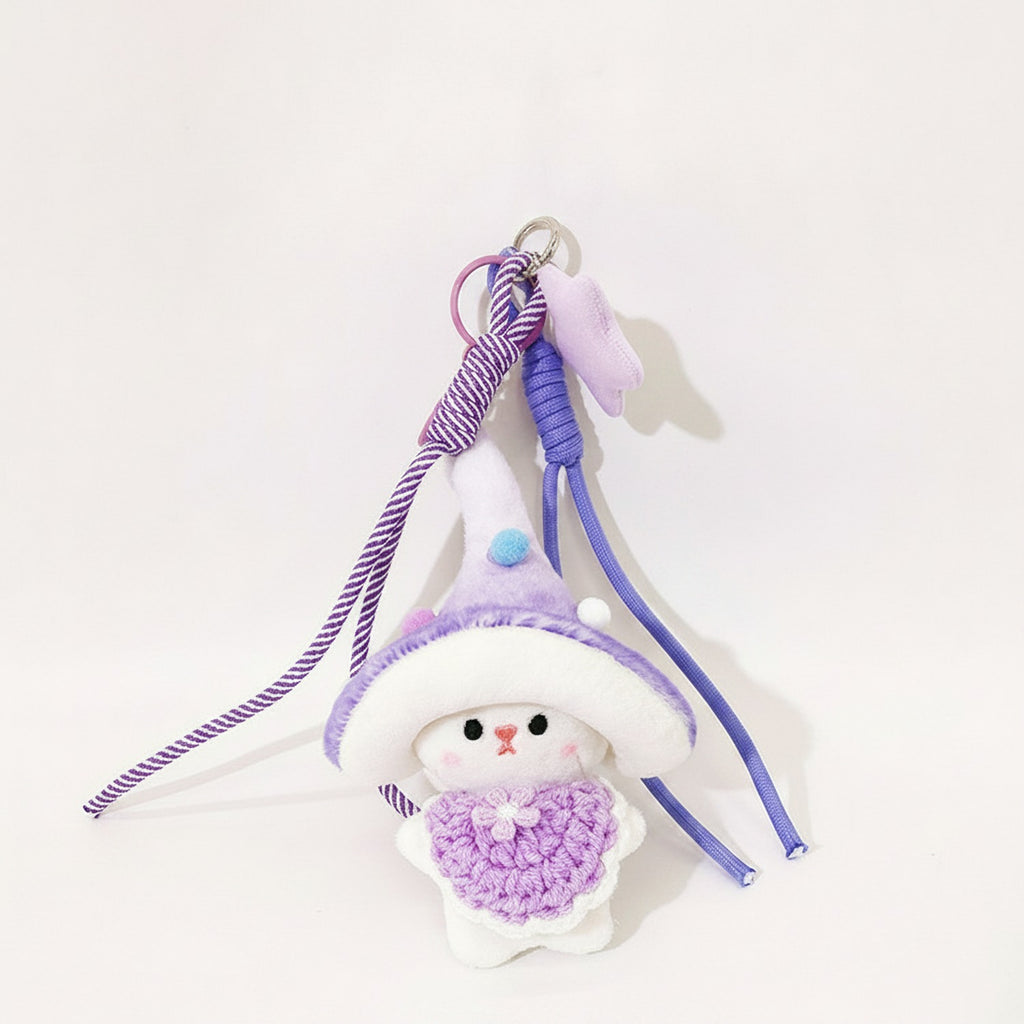 Mushroom Bunny Plush Keychain Charm - Purple – tech (view 1)