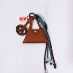 Mini Bag Keychain with Braided Rope - Brown Bag