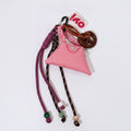 Black Mini Bag Keychain with Braided Rope - Pink Bag