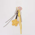 Flower Acrylic Keyring With Beaded Charm - Yellow Flower – novelty & toys (view 1)