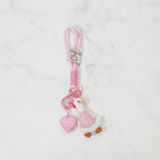 Pink Beaded Duck Charm Acrylic Keyring Heart – novelty & toys (view 2)