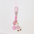 Pink Beaded Duck Charm Acrylic Keyring Heart – novelty & toys (view 1)