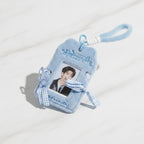 Fuzzy Photo Frame Keychain with Ribbons - Blue Plush Card Holder with Ribbon – tech (view 4)