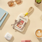 Fuzzy Photo Frame Keychain with Ribbons - White Fuzzy Card Holder with Ribbon – tech (view 4)