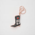 Diamond-encrusted high boot metal keychain - Black – novelty & toys (view 1)
