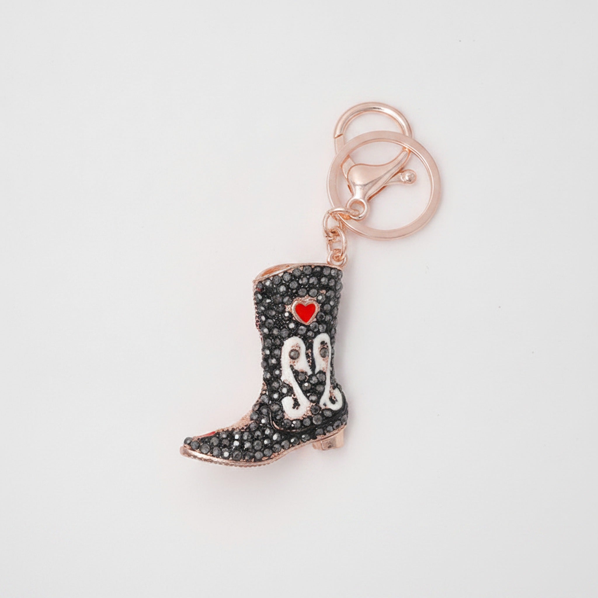 Diamond-encrusted high boot metal keychain - Black – novelty & toys (view 1)