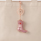 Diamond-encrusted high boot metal keychain - Pink – novelty & toys (view 3)