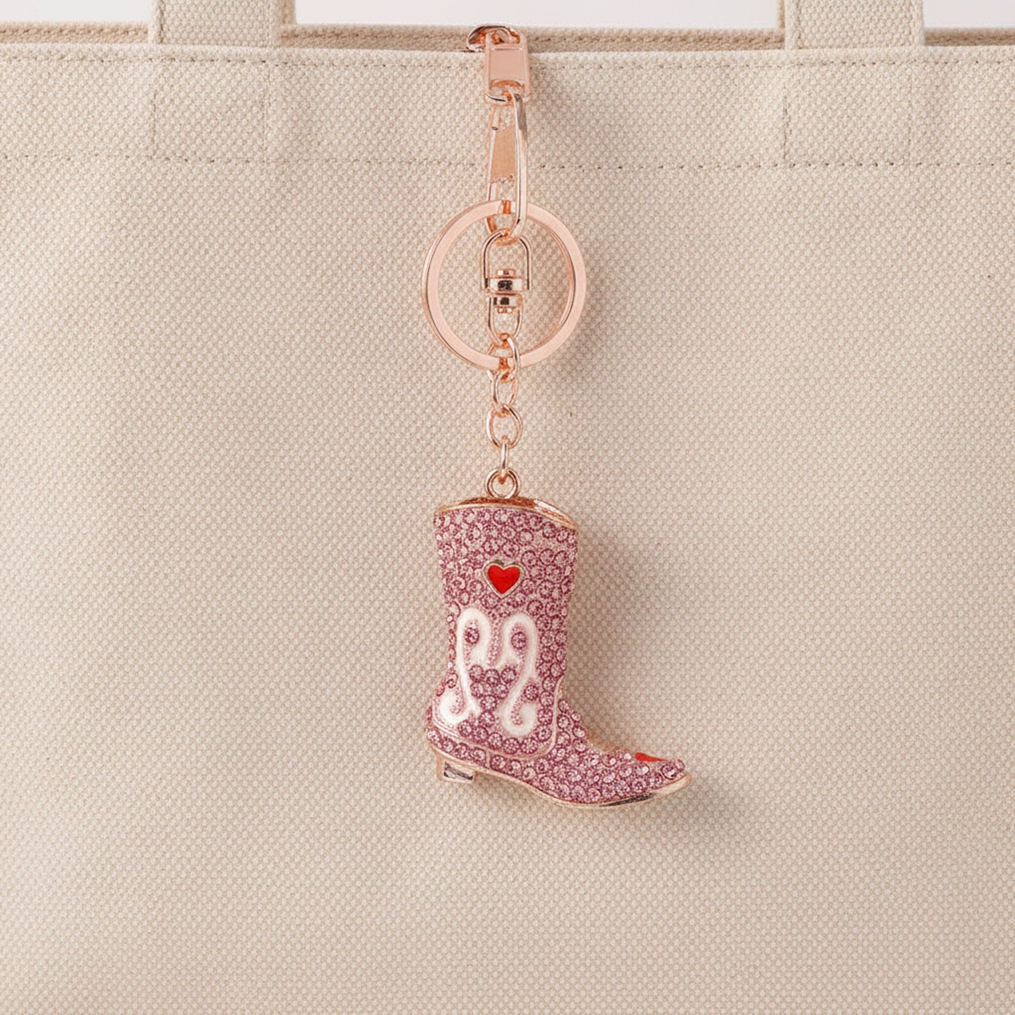 Diamond-encrusted high boot metal keychain - Pink – novelty & toys (view 3)