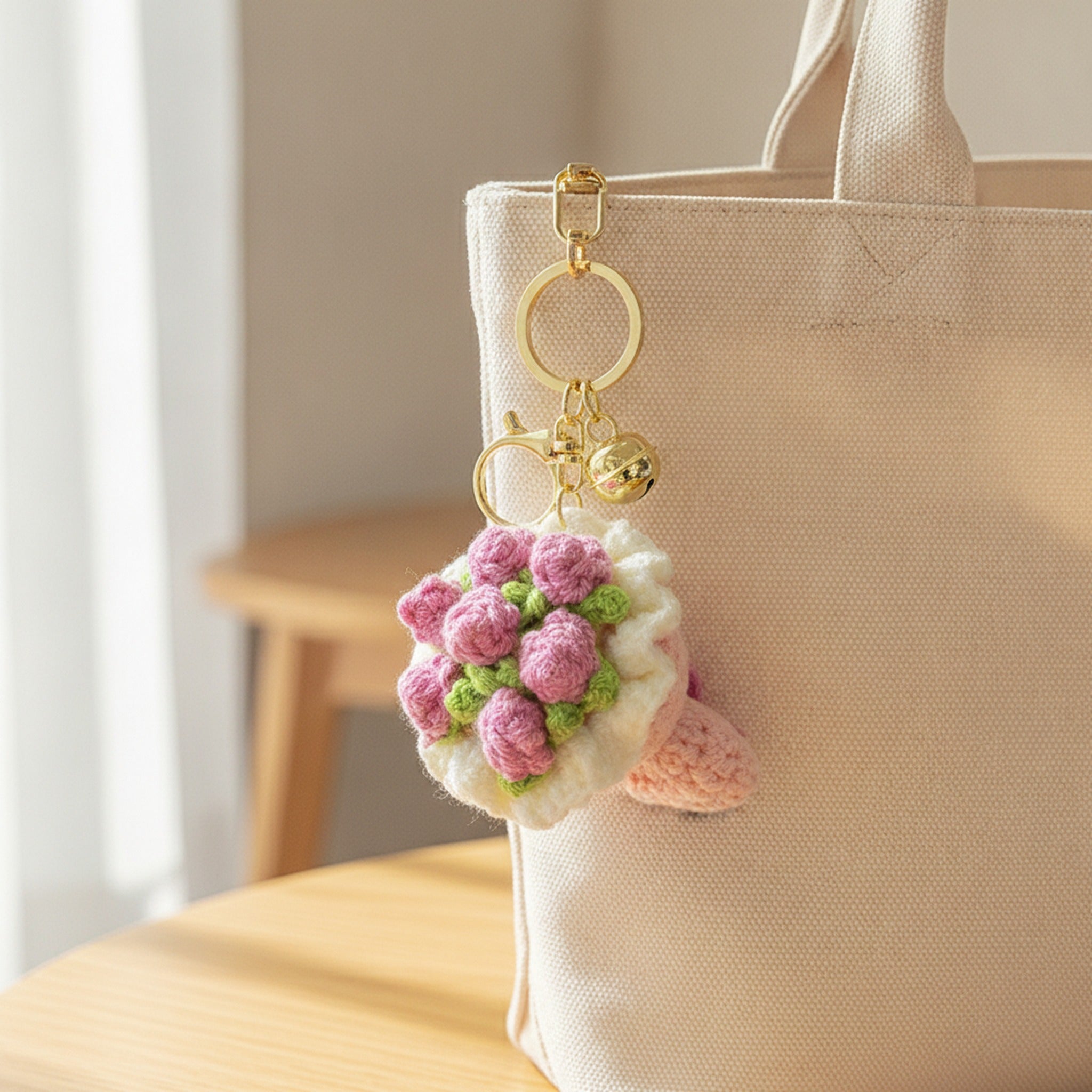 Crocheted floral keychain - Type 1 – novelty & toys (view 3)