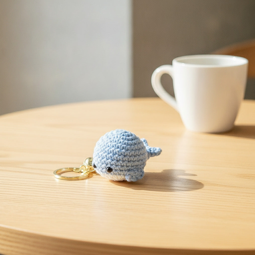 Crocheted whale keychain - Blue – novelty & toys (view 2)