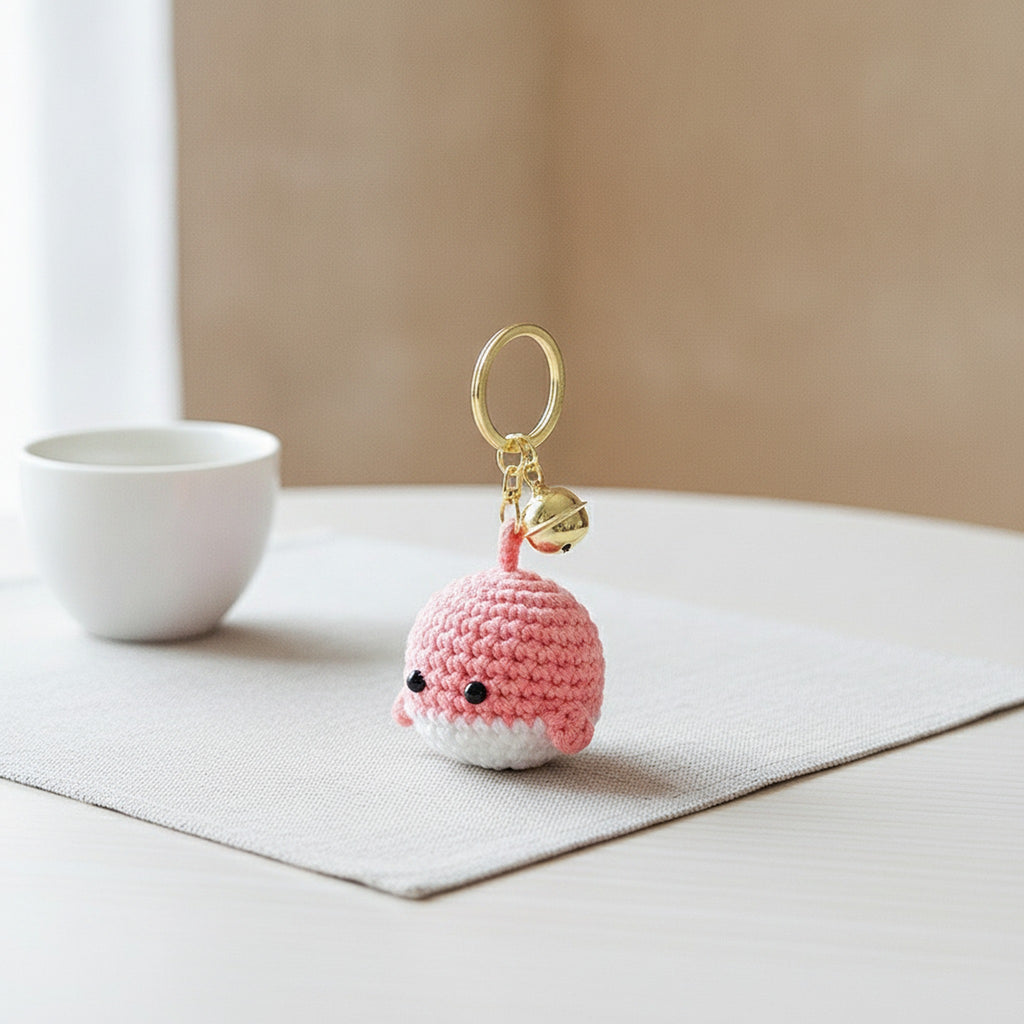 Crocheted whale keychain - Pink – novelty & toys (view 2)