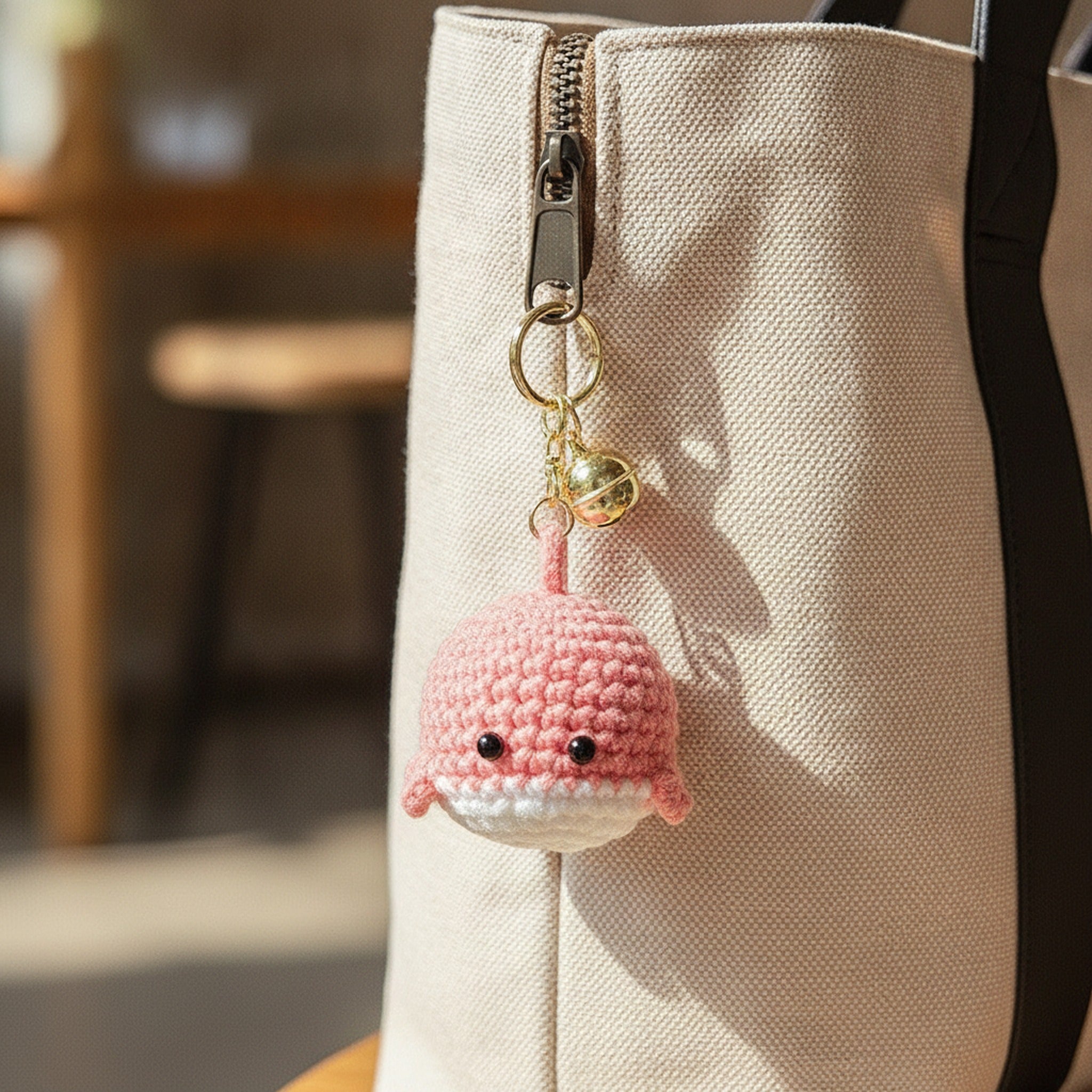 Crocheted whale keychain - Pink – novelty & toys (view 3)