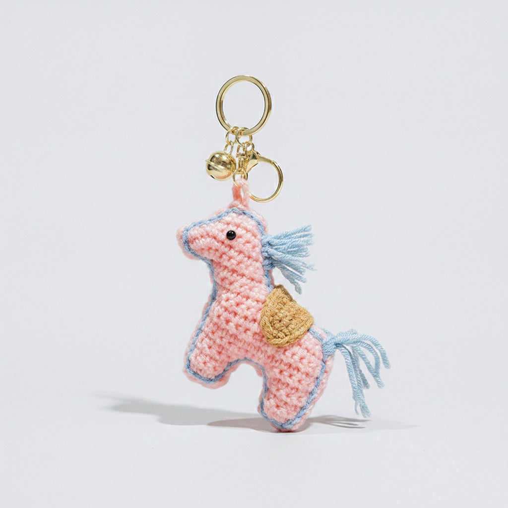 Plush Crocheted Pony Keychain - Pink – novelty & toys (view 1)