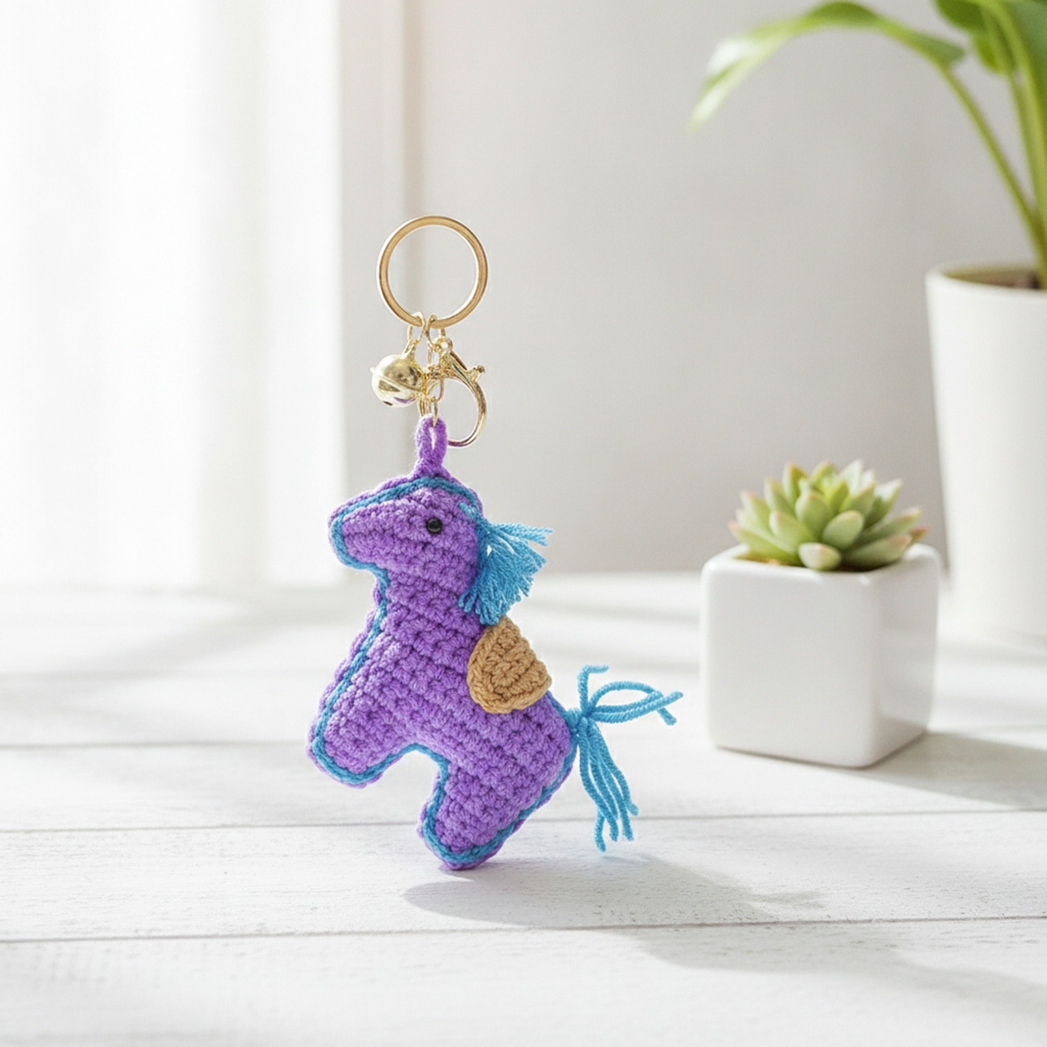 Plush Crocheted Pony Keychain - Purple – novelty & toys (view 2)