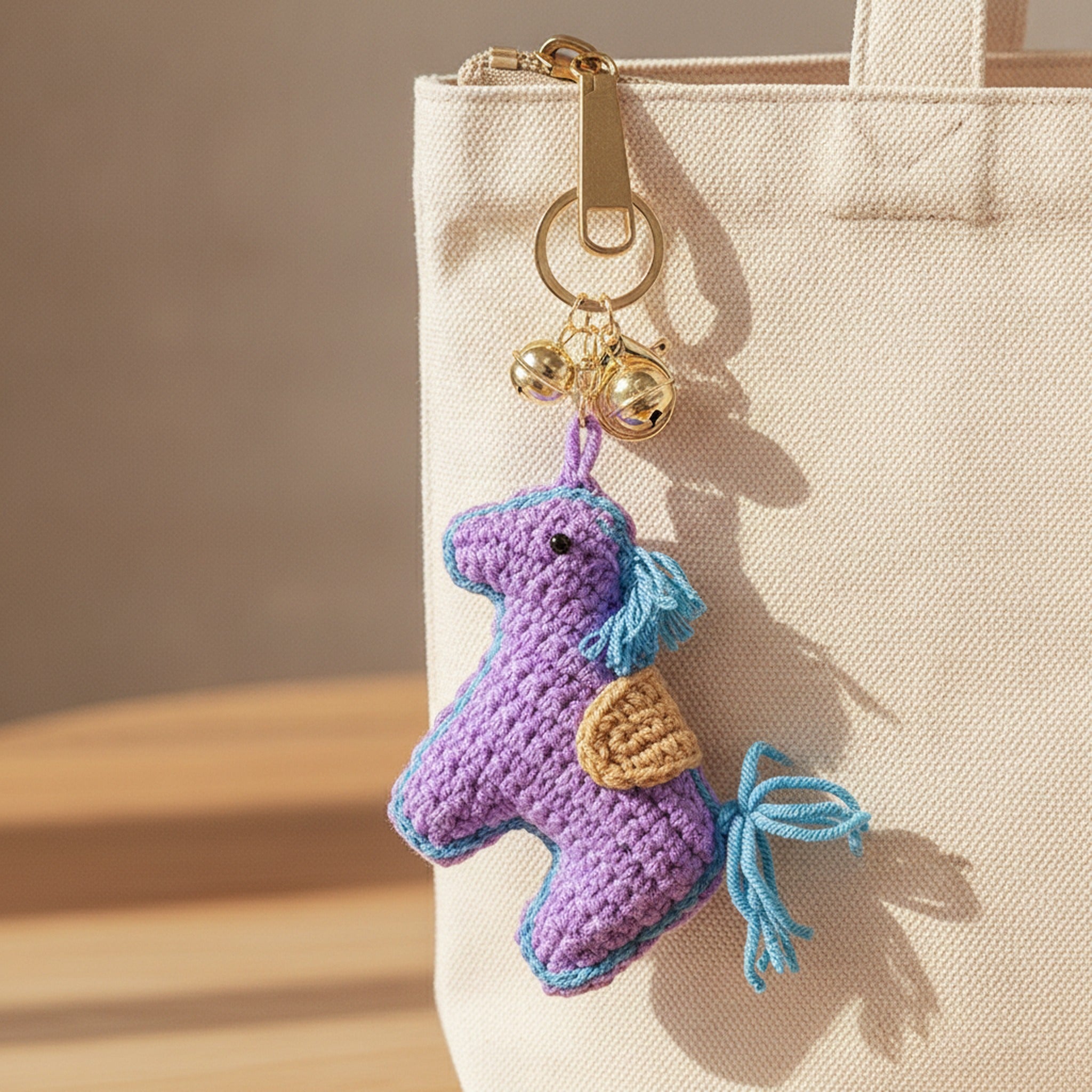 Plush Crocheted Pony Keychain - Purple – novelty & toys (view 3)