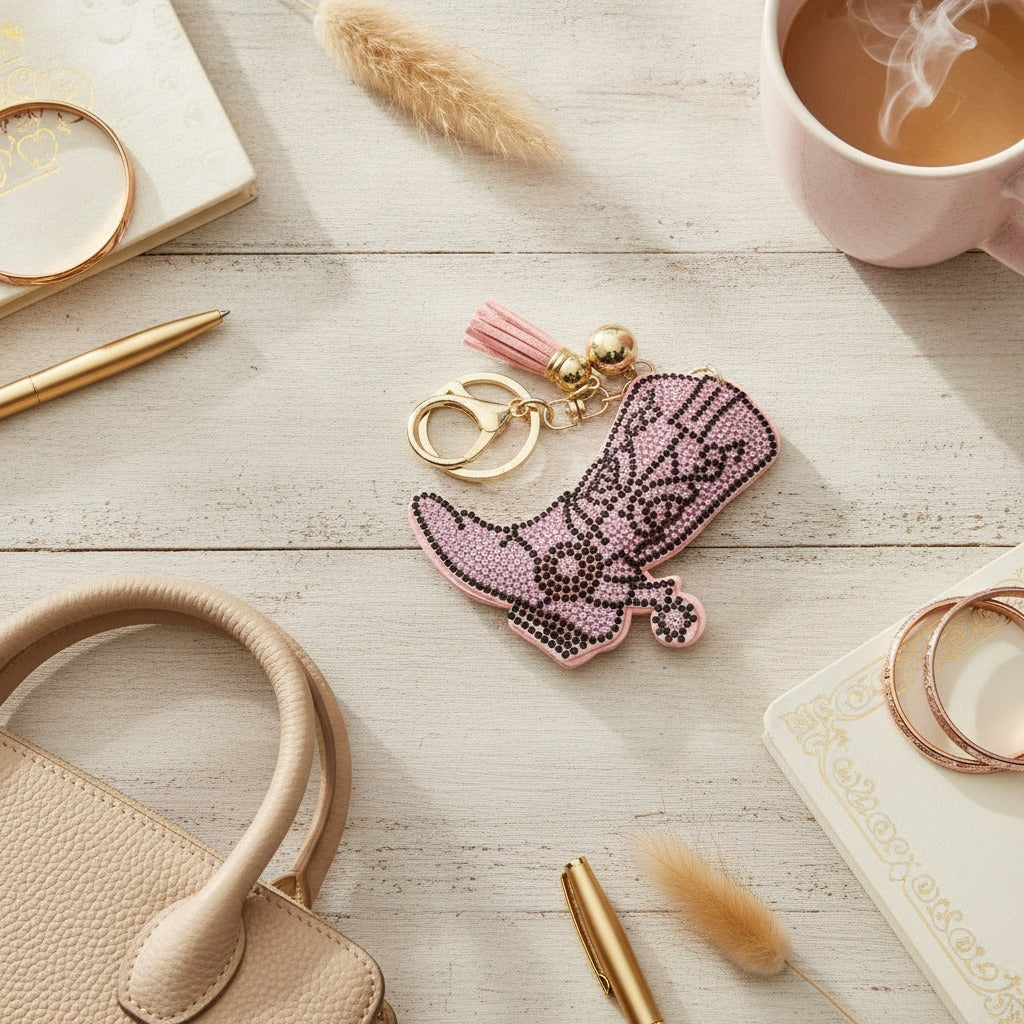 Sparkling Cowboy Boot Keychain Charm – bags & wallets (view 3)