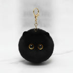 Fluffy Kawaii Cat Keychain - Black Cat Ball Charm