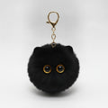 Fluffy Kawaii Cat Keychain - Black Cat Ball Charm