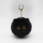 Fluffy Kawaii Cat Keychain - Black Cat Ball Charm