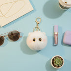 Fluffy Kawaii Cat Keychain - White Cat Ball Charm – novelty & toys (view 4)