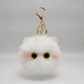 Fluffy Kawaii Cat Keychain - White Cat Ball Charm – novelty & toys (view 1)