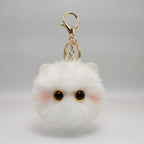 Fluffy Kawaii Cat Keychain - White Cat Ball Charm – novelty & toys (view 1)