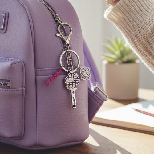 Acrylic Keyring Set With Charm Charms - Purple & Pink Charm – novelty & toys (view 2)