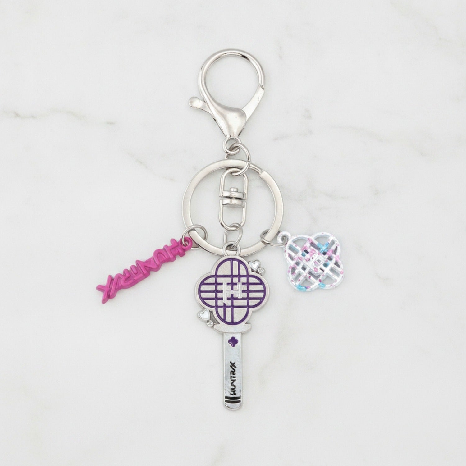 Acrylic Keyring Set With Charm Charms - Purple & Pink Charm
