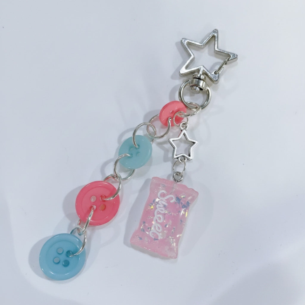 Acrylic Keyring With Star Charm And Button Accents – novelty & toys (view 1)