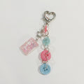 Pastel Button Charm Heart Keyring – novelty & toys (view 1)
