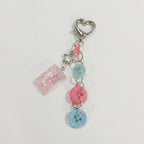 Pastel Button Charm Heart Keyring – novelty & toys (view 1)