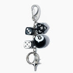 Acrylic Keyring With Lucky Charms - Black & Silver Lucky