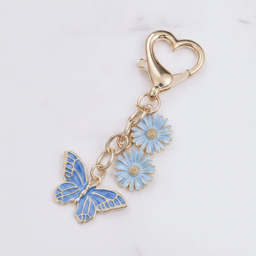 Butterfly Flower Keyring Charm - Deep Blue Butterfly – novelty & toys (view 1)